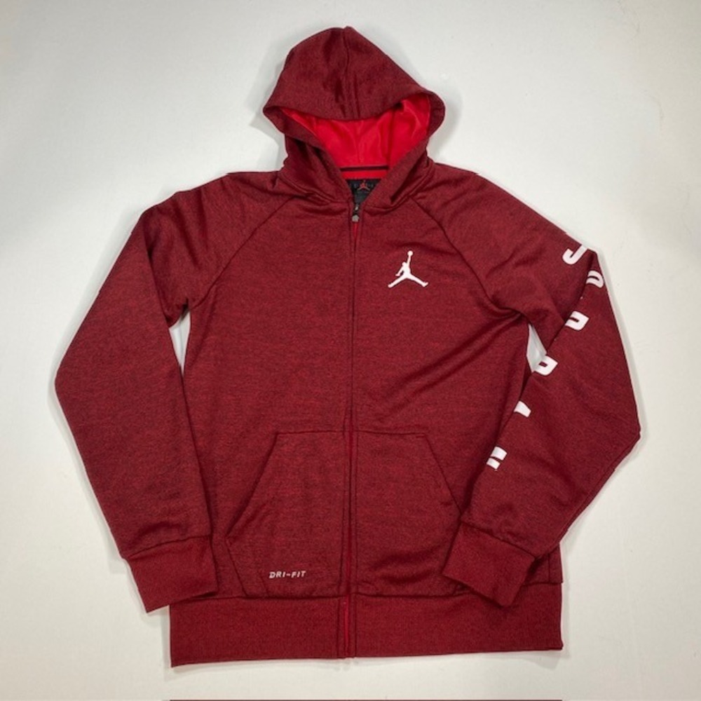 Air Jordan Jump Man Dri Fit Full Zip Hoodie Jacket Red White Youth XL 18-20 Boys